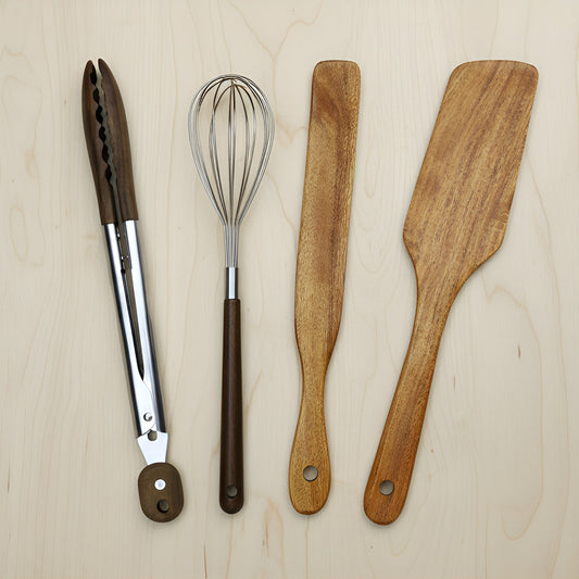 Tongs, Whisk, Scraper, Spatula Combination Set