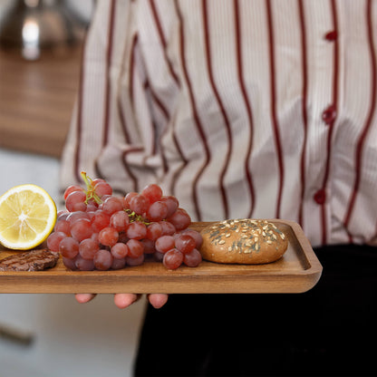 Norahaven Wooden Serving Trays 3-Piece Set - Made from a Single Solid Wood Piece, Non-Laminated