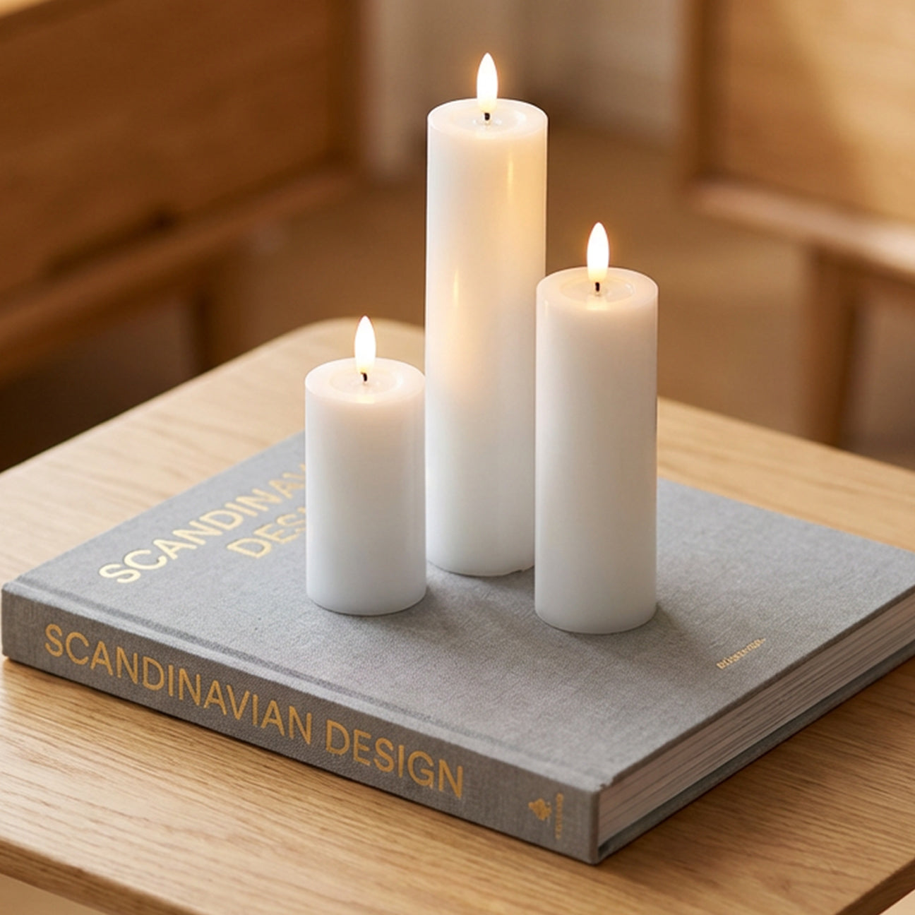 Beautiful Candles LED pillar candle white Ø 5 X 10-15-20 cm 3 pcs