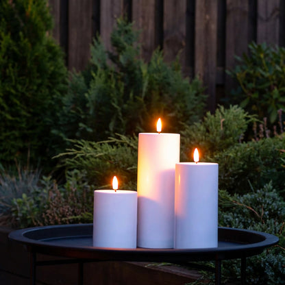 Beautiful Candles LED pillar candle outdoor Ø 7.5 X 10-15-20 cm 3 pcs