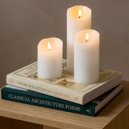Beautiful Candles LED pillar candle white Ø 7.5 X 10-15-20 cm 3 pcs