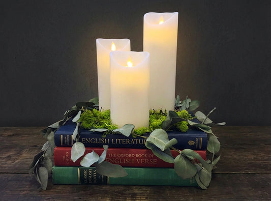Beautiful Candles LED pillar candle white Ø 7.5 X 15-17.5-22.5 cm 3 pcs