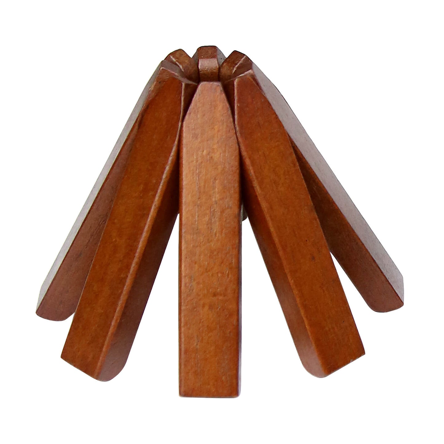 Beech Wood Trivet Set for Hot Dishes and Pots – 4 Three-Legged Coasters + 1 Holder