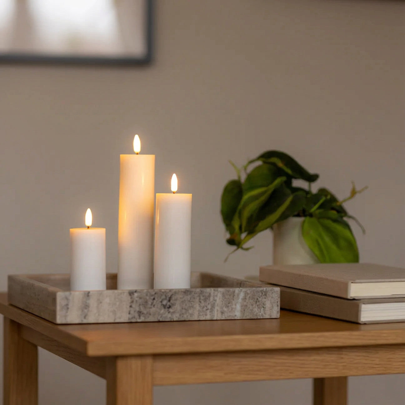 Beautiful Candles LED pillar candle white Ø 5 X 10-15-20 cm 3 pcs