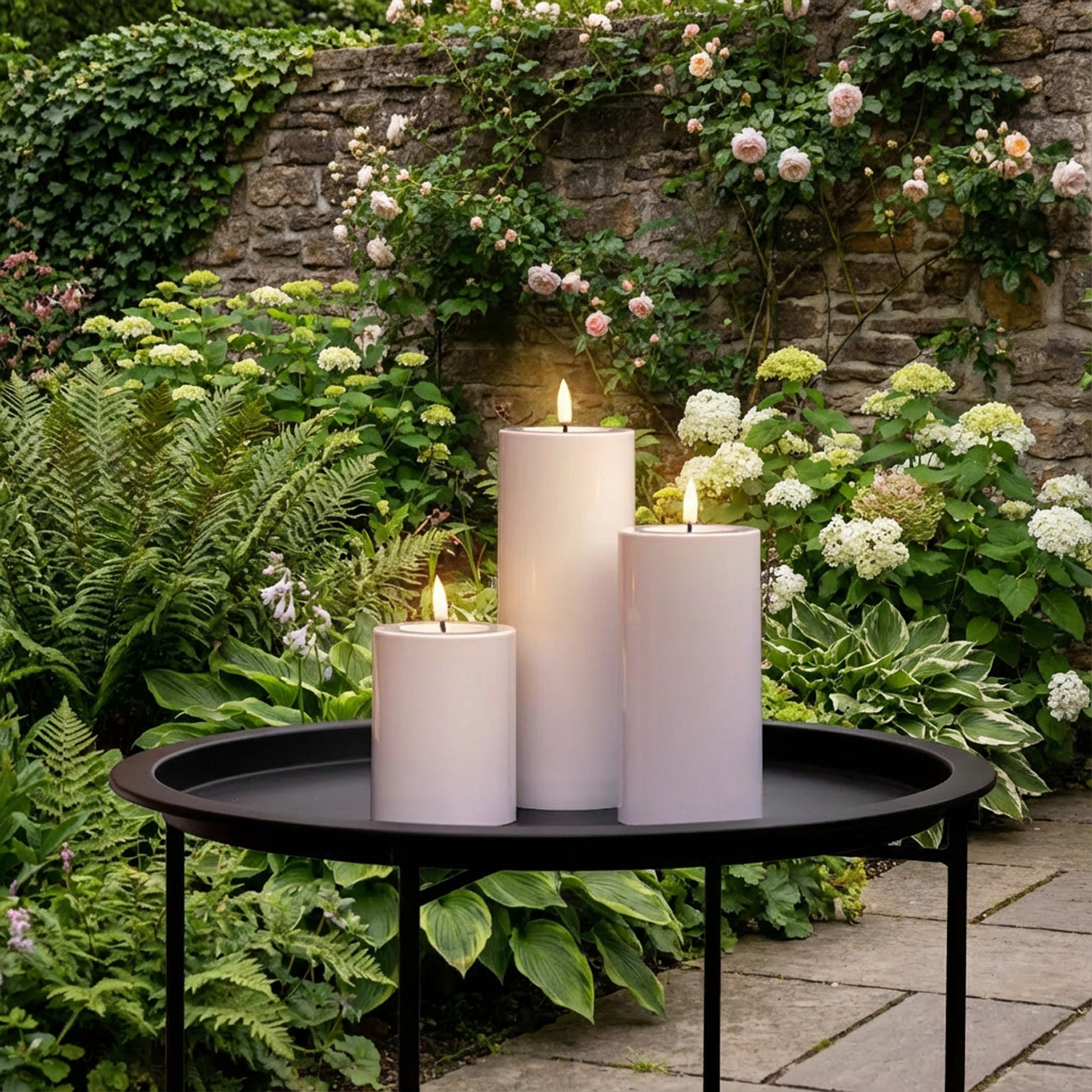 Beautiful Candles LED pillar candle outdoor Ø 7.5 X 10-15-20 cm 3 pcs