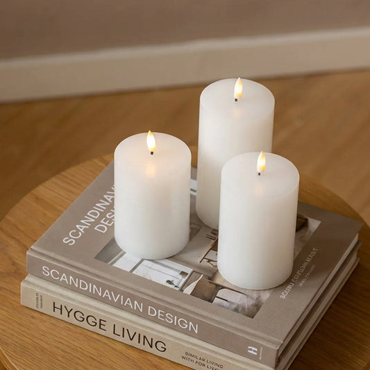 Beautiful Candles LED pillar candle white Ø 7.5 X 10-12.5-15 3 pcs