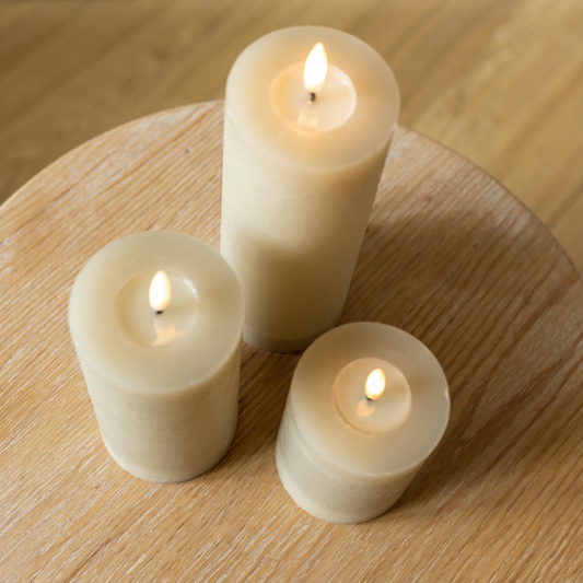 Beautiful Candles starter set pillar candles Ø 7.5 cm 5 pieces Sand