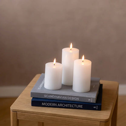 Beautiful Candles LED pillar candle white Ø 7.5 X 10-12.5-15 3 pcs