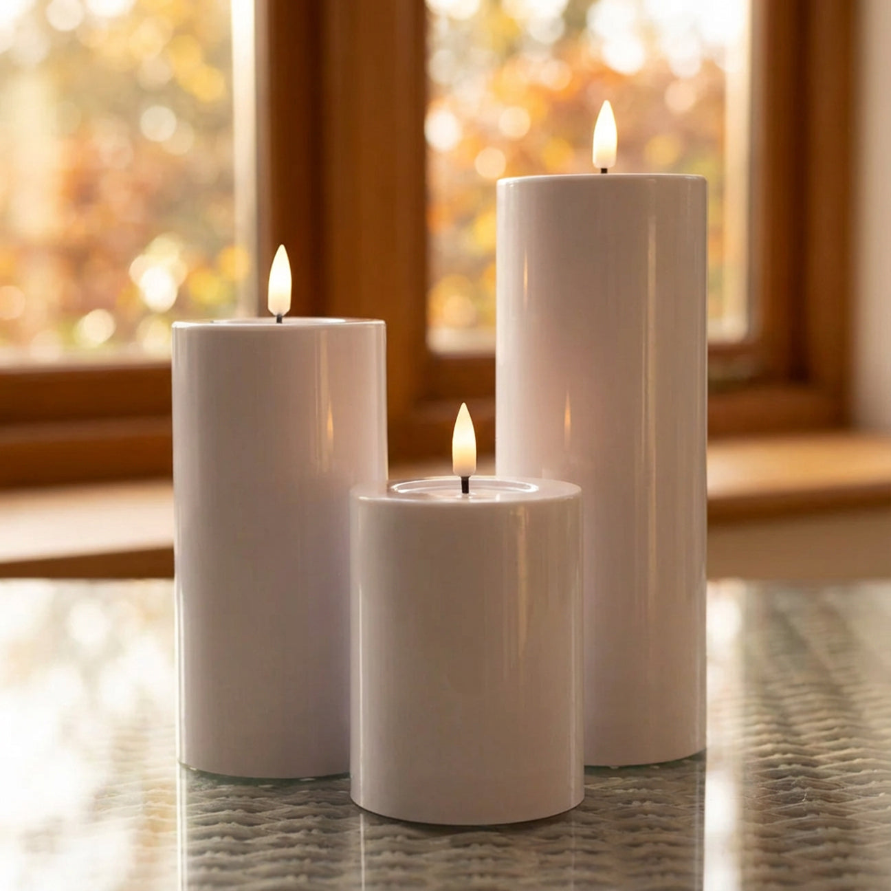 Beautiful Candles LED pillar candle outdoor Ø 7.5 X 10-15-20 cm 3 pcs