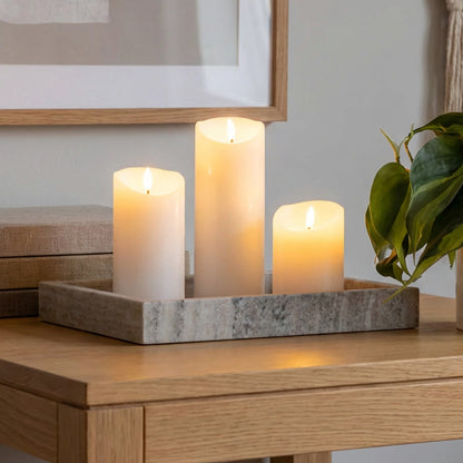 Beautiful Candles LED pillar candle white Ø 7.5 X 10-15-20 cm 3 pcs