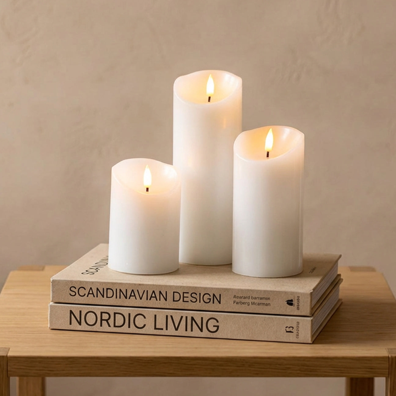 Beautiful Candles LED pillar candle white Ø 7.5 X 10-15-20 cm 3 pcs