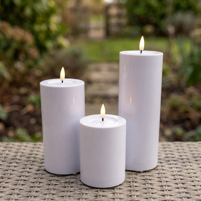 Beautiful Candles LED pillar candle outdoor Ø 7.5 X 10-15-20 cm 3 pcs