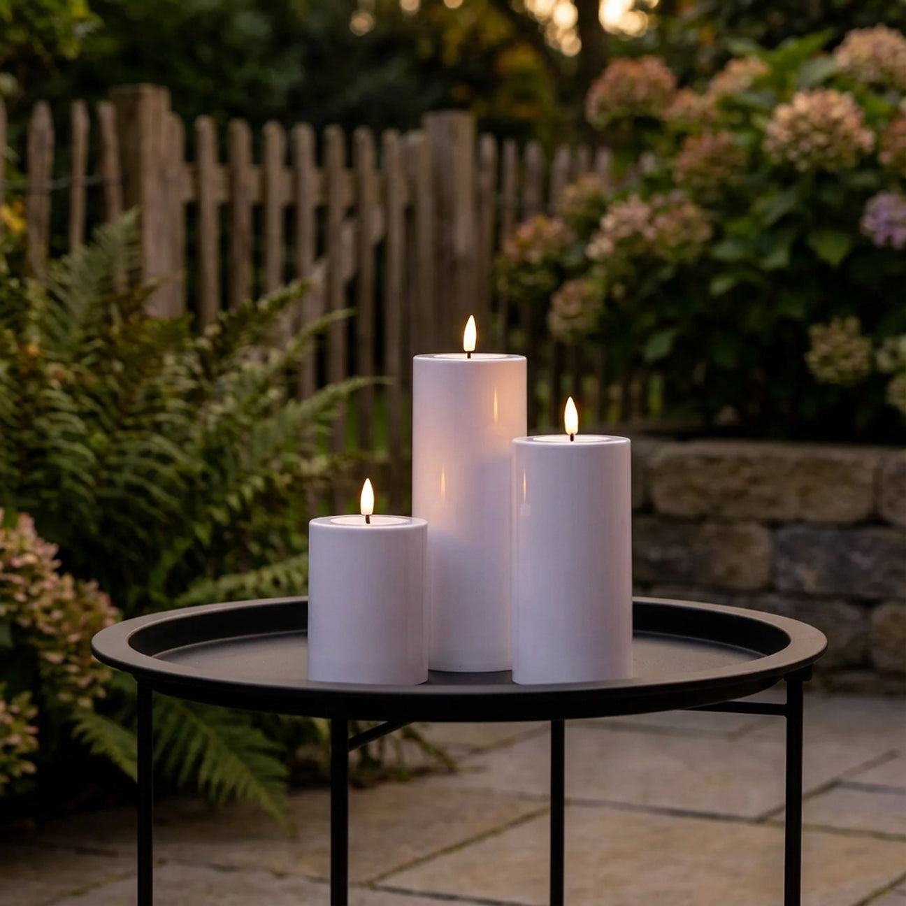 Beautiful Candles LED pillar candle outdoor Ø 7.5 X 10-15-20 cm 3 pcs