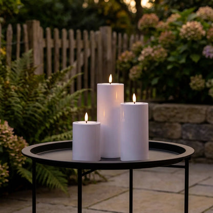 Beautiful Candles LED pillar candle outdoor Ø 7.5 X 10-15-20 cm 3 pcs